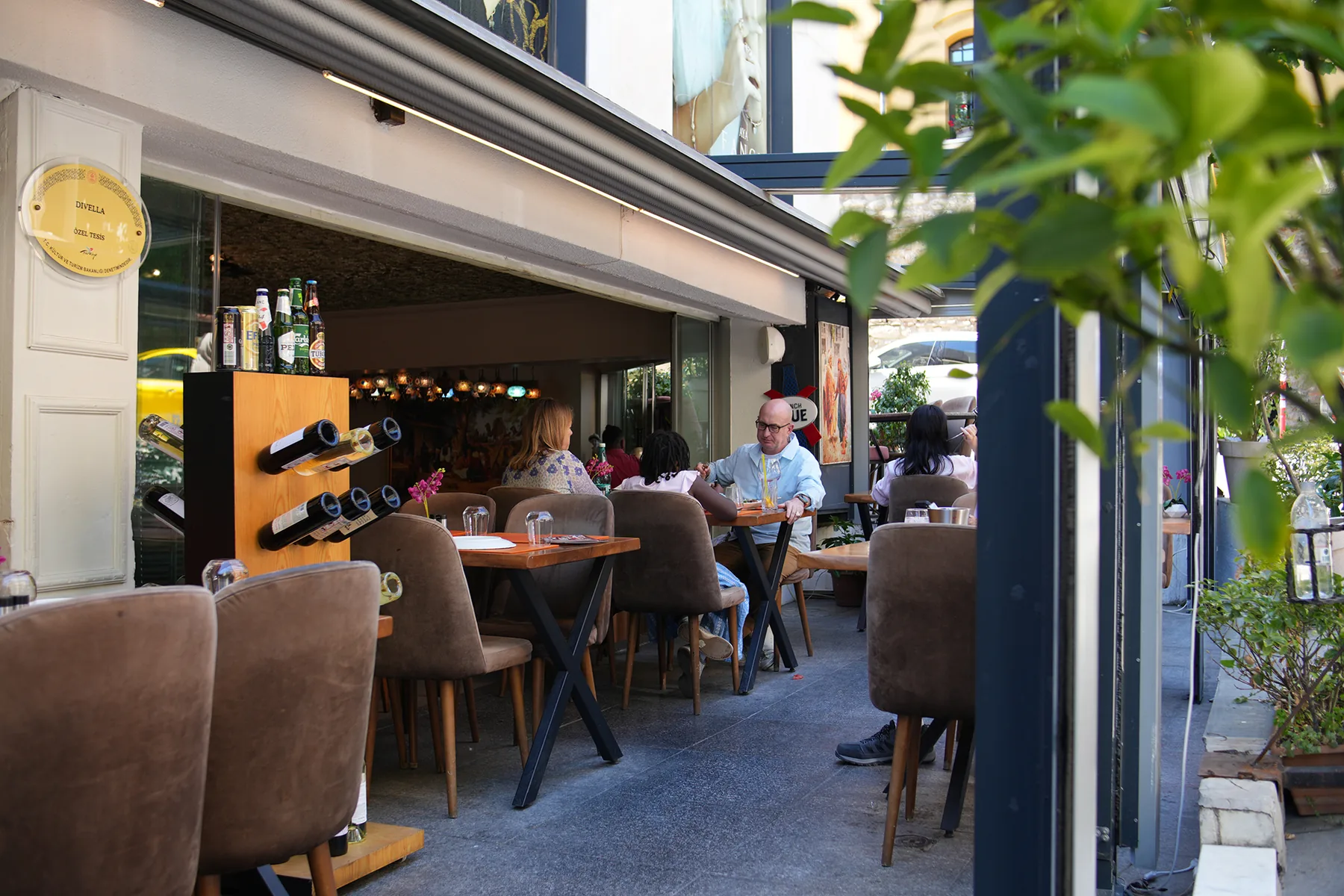 Garden seating at Divella Bistro in Sultanahmet