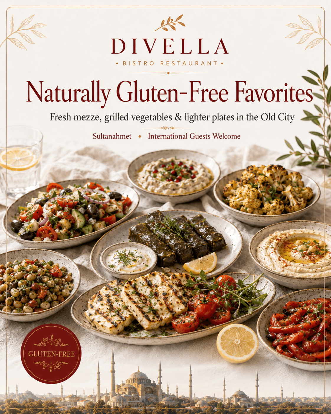 Gluten-free friendly dining options at Divella Bistro in Sultanahmet